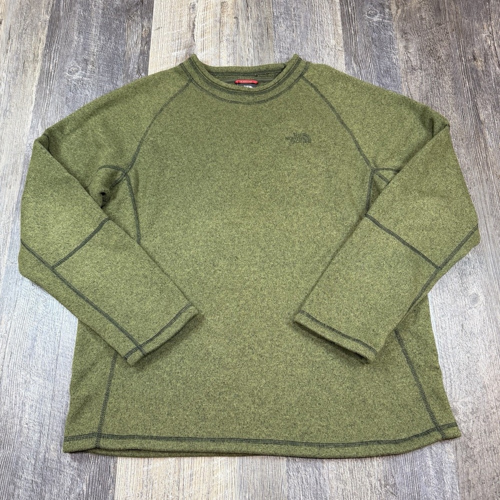 The North Face Fleece Crewneck Sweater Mens Large Green Warm Pullover Sweatshirt